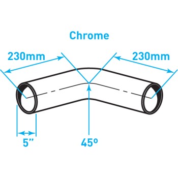 Exhaust Elbow 45º Bend, Chrome - 5"